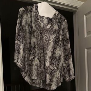 Vince Camuto Black and Gray Snake Print Blouse